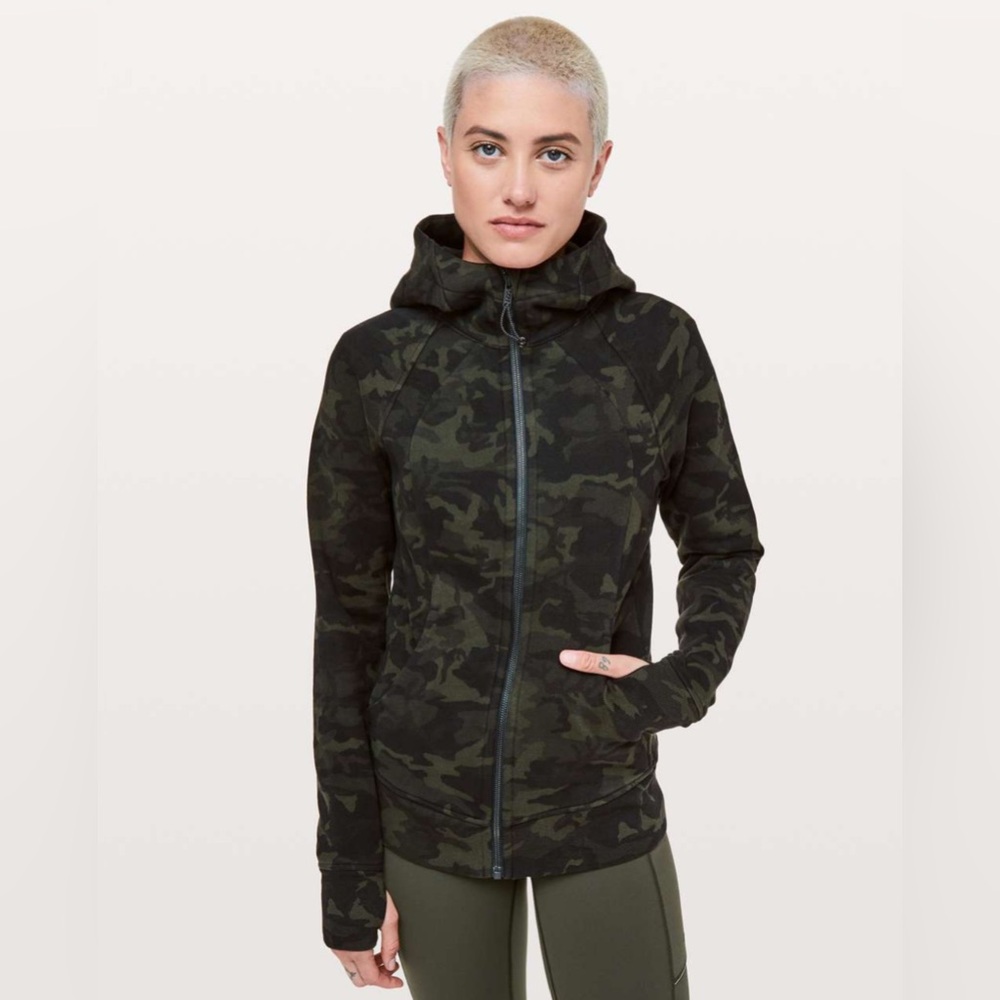 Lululemon Scuba Hoodie  Cotton Fleece Incognito Camo Multi Gator Green 6